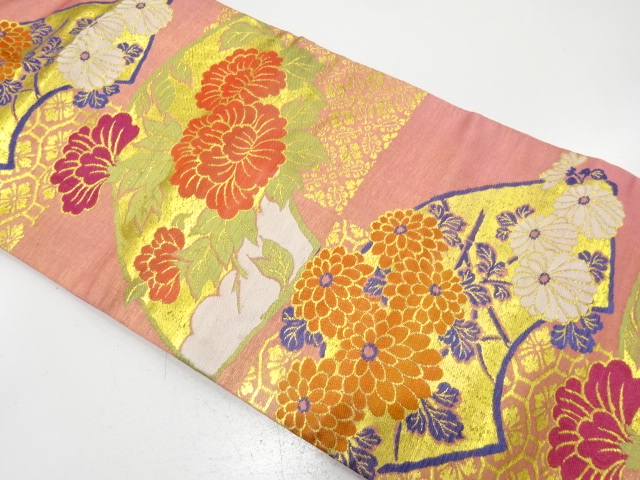 JAPANESE KIMONO / ANTIQUE NAGOYA OBI / WOVEN KIKU